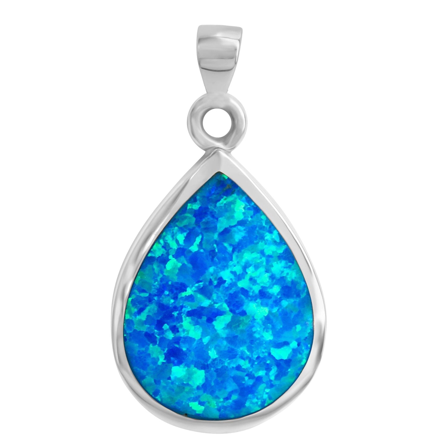 Anhänger 925/- Sterling Silber rhodiniert 2,8cm synth Opal