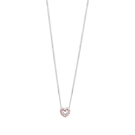 Anhänger aus 925/- Sterling Silber weiss mit Herz 10 Zirkonia pink