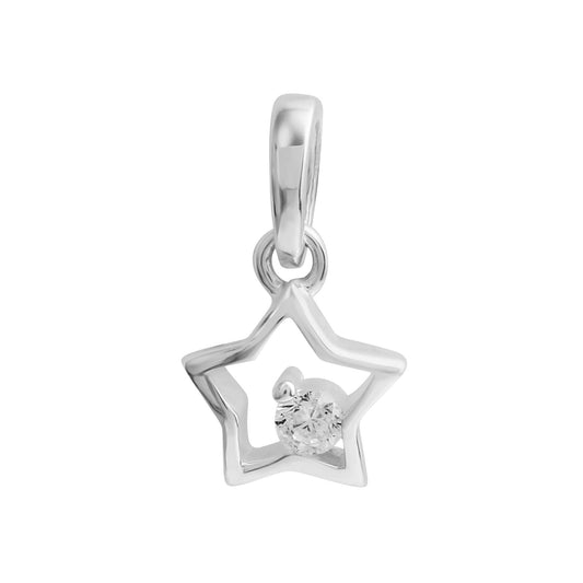 Kinder Anhänger aus 925/- Sterling Silber Motiv Stern mit 1 Zirkonia