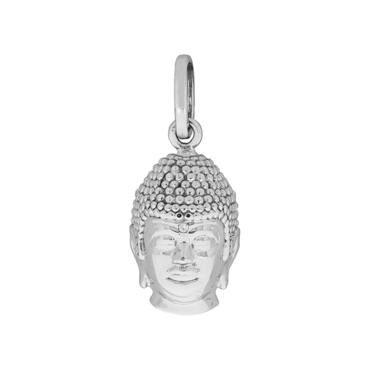 Anhänger aus 925/- Sterling Silber rhodiniert Buddah-Kopf mit 1 Zirkonia weiß