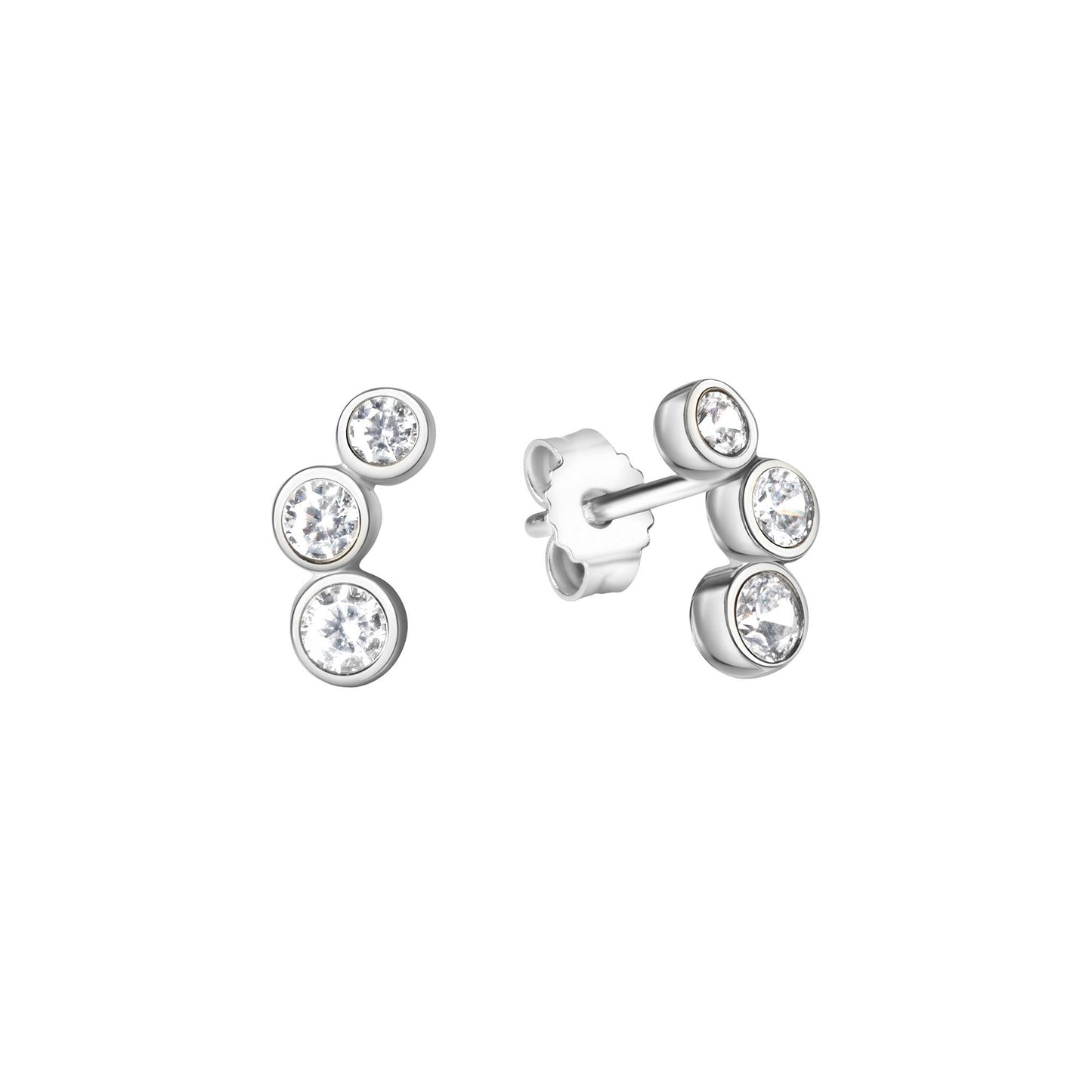 Ohrstecker 925/- Sterling Silber rhodiniert 0,9cm Zirkonia