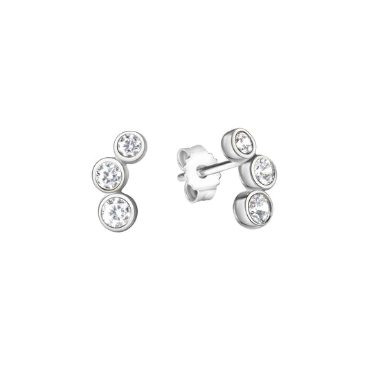 Ohrstecker aus 925/- Sterling Silber rhodiniert mit insg. 6 Zirkonia
