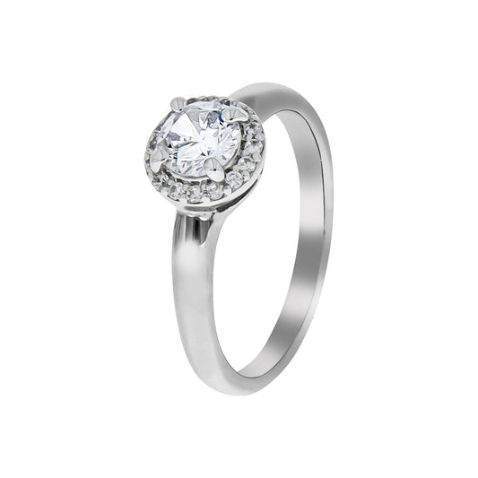 Damenring aus 925/- Sterling Silber rhodiniert mit insgesamt 17 Zirkonia weiß
