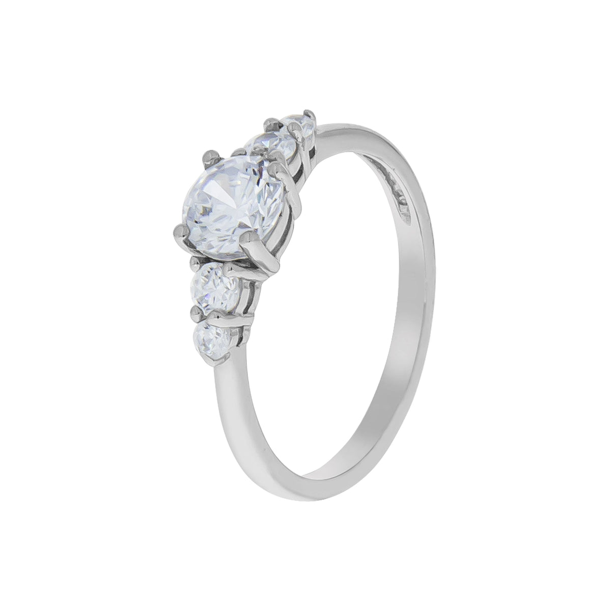 Damenring aus 925/- Sterling Silber rhodiniert mit 5 Zirkonia weiß