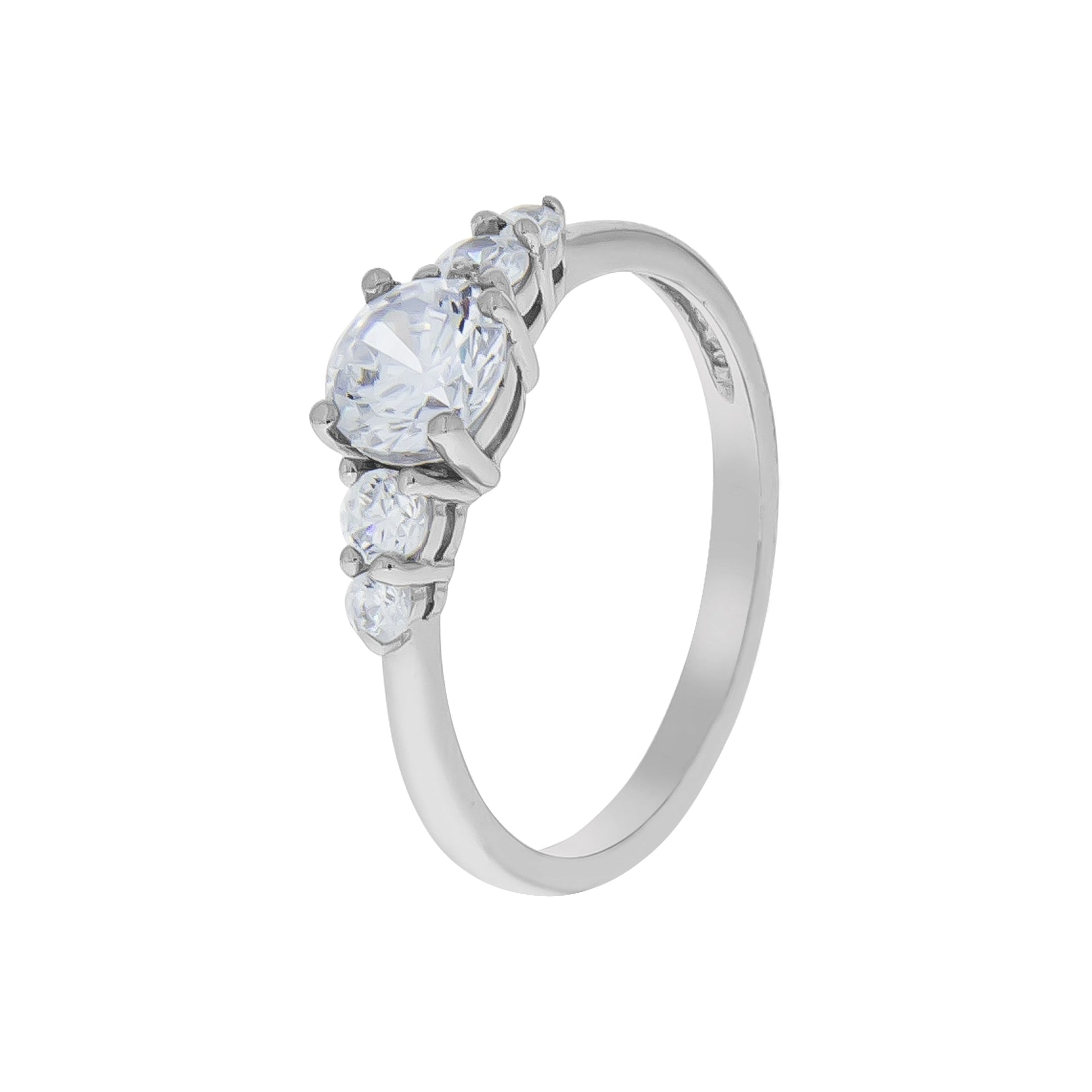 Damenring aus 925/- Sterling Silber rhodiniert mit 5 Zirkonia weiß