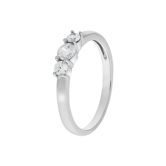 Damenring aus 925/- Sterling Silber rhodiniert mit 3 Zirkonia weiß