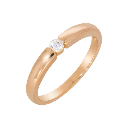 Damenring aus 925/- Sterling Silber rotvergoldet mit 1 Zirkonia weiß