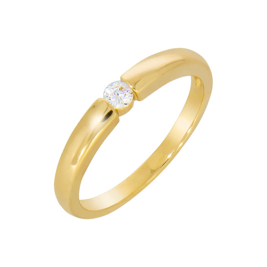 Damenring aus 925/- Sterling Silber vergoldet mit 1 Zirkonia weiß
