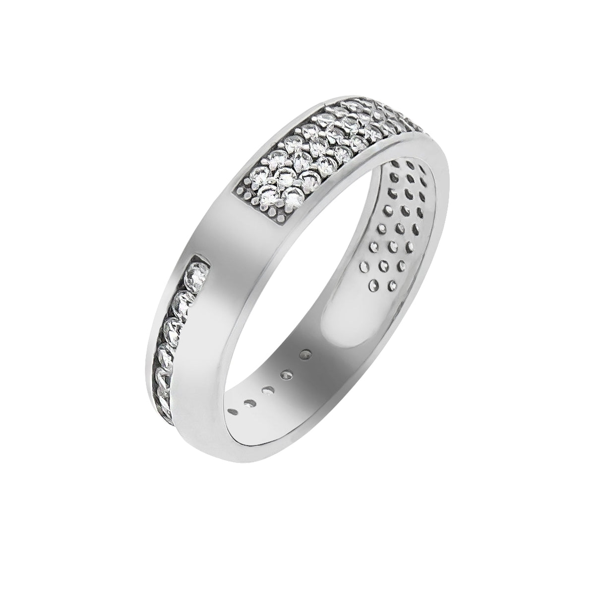 Damenring aus 925/- Sterling Silber rhodiniert mit Zirkonia