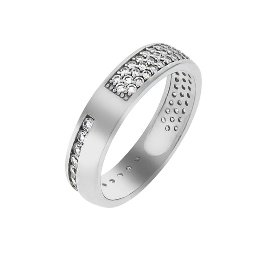 Damenring aus 925/- Sterling Silber rhodiniert mit Zirkonia