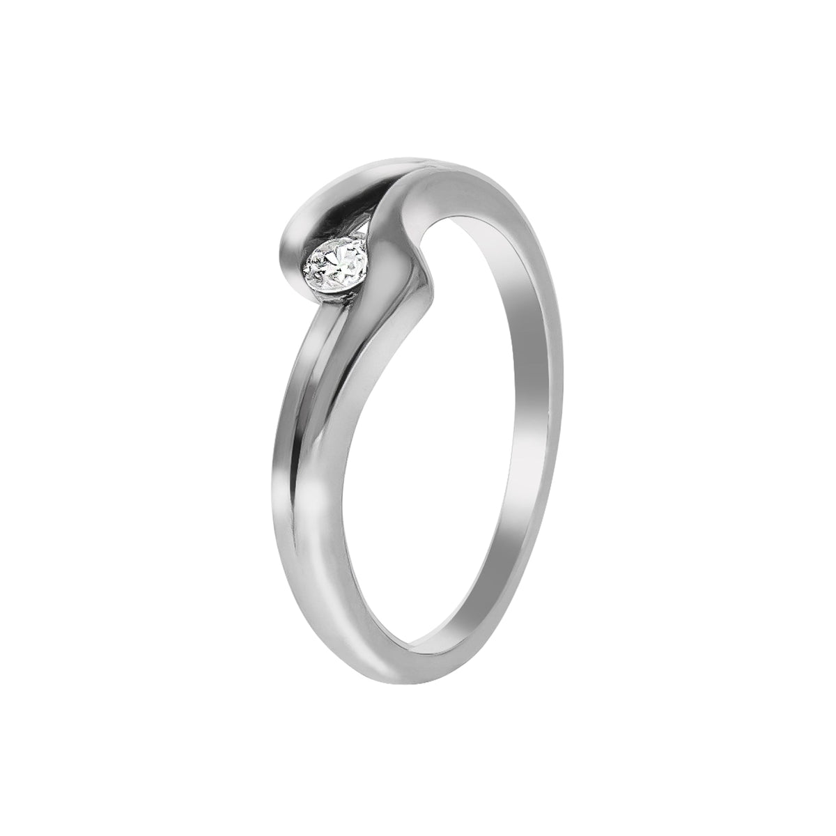 Damenring aus 925/- Sterling Silber rhodiniert mit 1 Zirkonia