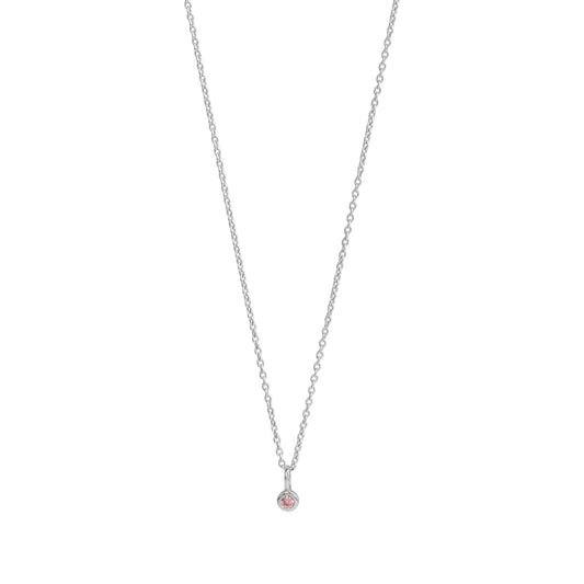 Halsketten-Anhänger mit Halskette Damen 925er Sterling Silber rhodiniert Zirkonia pink 36+2cm