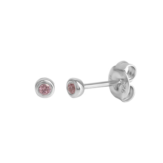 Ohrstecker aus 925/- Sterling Silber rhodiniert mit pinken Zirkonia