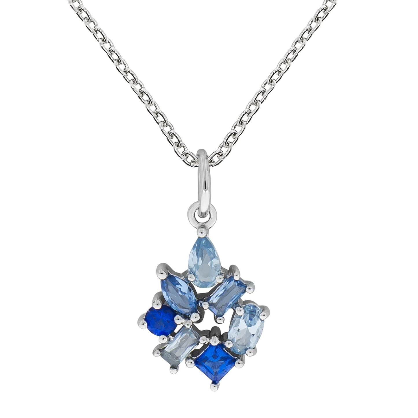 Anhänger mit Kette Ankerkette 925/- Sterling Silber rhodiniert 45,0cm synth. Steine