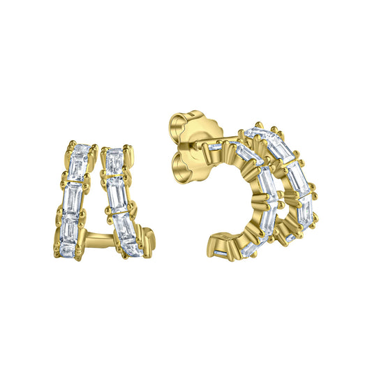 Ohrstecker halbrund aus 925/- Sterling Silber vergoldet mit Zirkonia