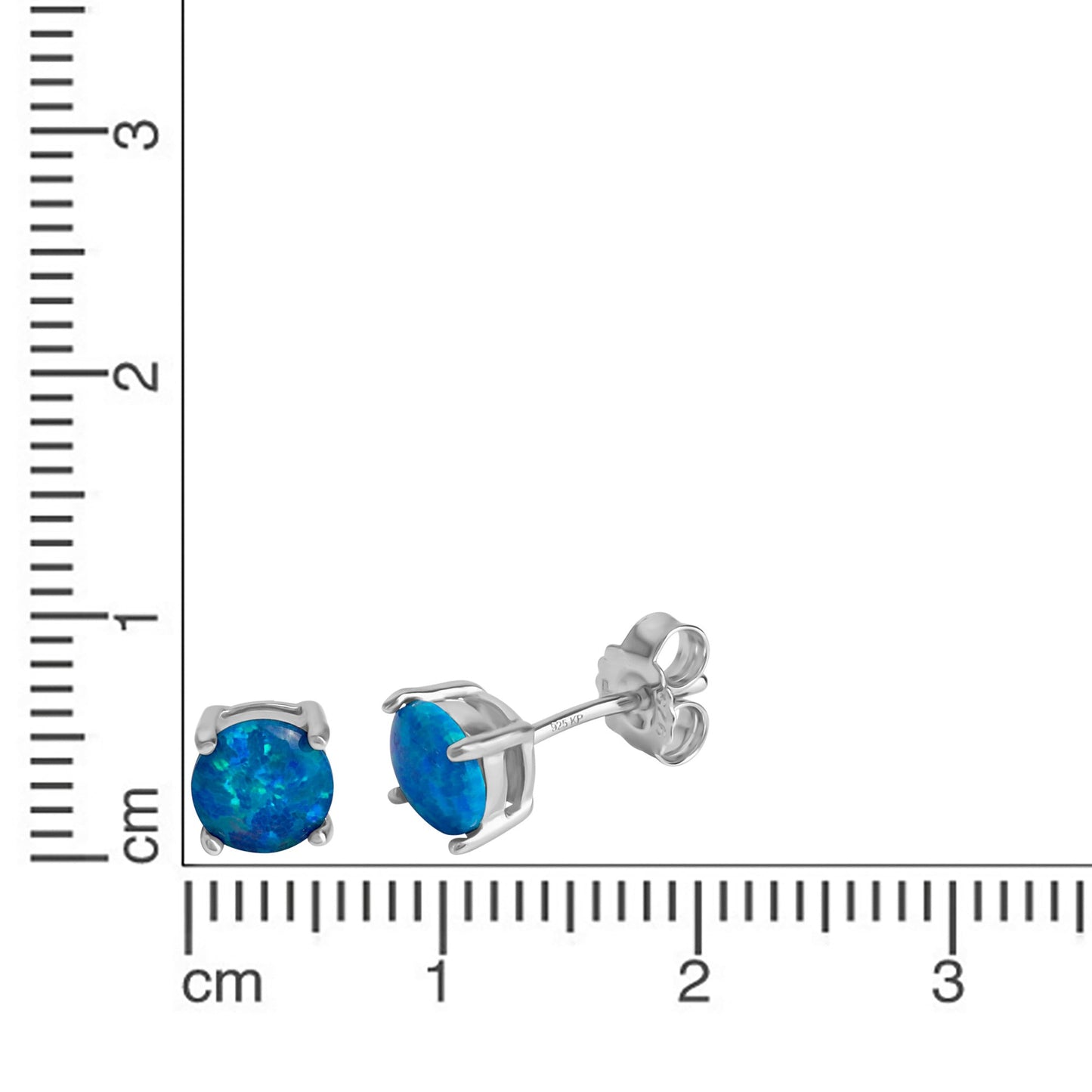 Ohrstecker 925/- Sterling Silber rhodiniert 0,6cm synth. Opal