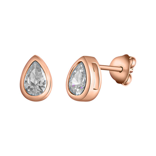 Ohrstecker aus 925/- Sterling Silber rotvergoldet mit Zirkonia Tropfenform