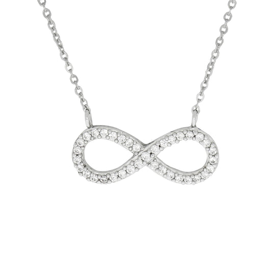 Collier Damen 925er Sterling Silber rhodiniert Infinity mit Zirkonia 42+3cm