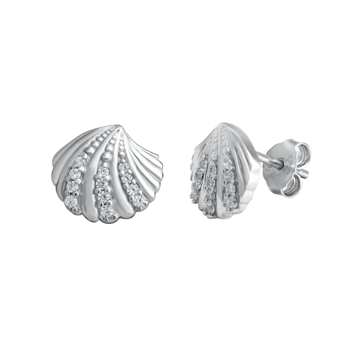 Ohrstecker 925/- Sterling Silber rhodiniert 0,9cm Zirkonia