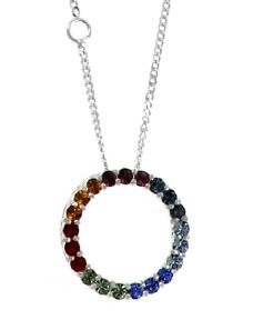Anhänger mit Kette Panzerkette 925/- Sterling Silber rhodiniert 45,0cm Kristall