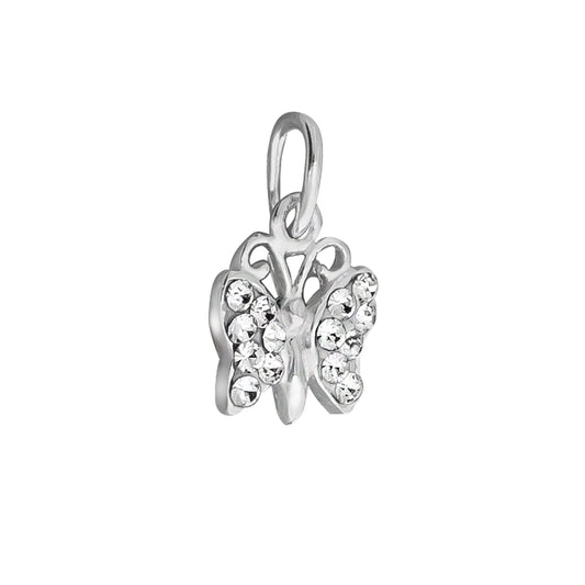 Anhänger aus 925/- Sterling Silber Schmetterling mit Kristallen weiß