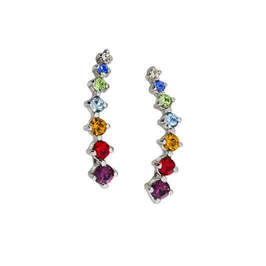 Ohrstecker aus 925/- Sterling Silber rhodiniert mit bunten Kristallen