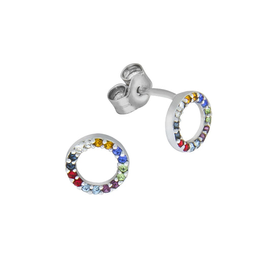 Ohrstecker aus 925/- Sterling Silber rhodiniert mit bunten Kristallen