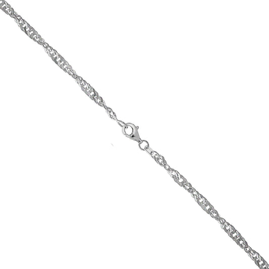 Singapurkette aus 925/- Sterling Silber weiss Länge 55cm mit Karabiner