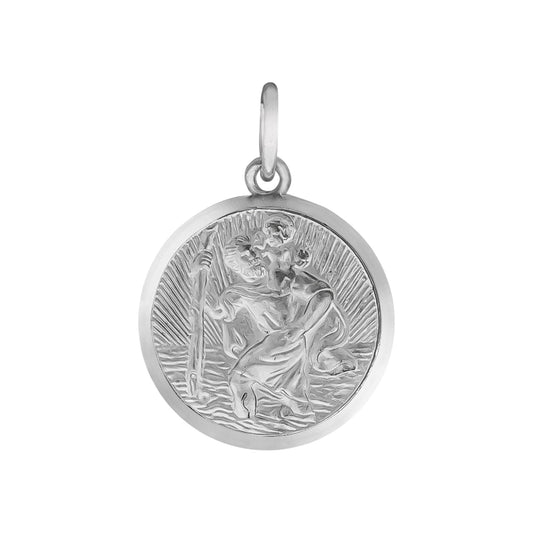 Anhänger aus 925/- Sterling Silber rhodiniert rund Christophorus