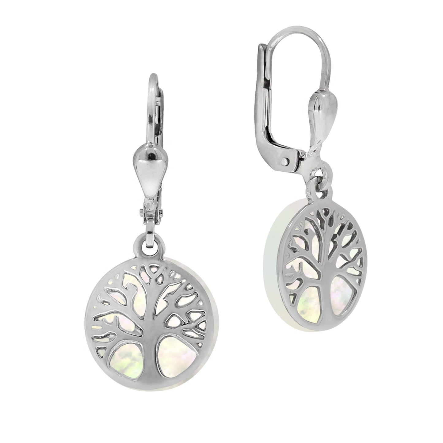Ohrhänger 925/- Sterling Silber rhodiniert 2,8cm Perlmutt