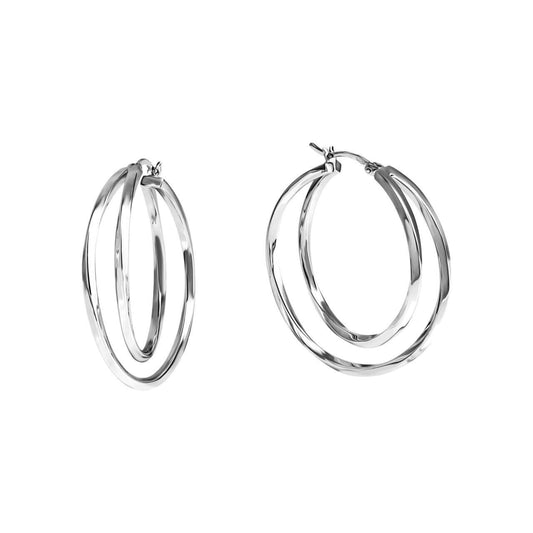 Schmuck Creolen Ohrringe Damen 925er Sterling Silber rhodiniert 2-reihig 3,8cm, 1 Paar günstig kaufen
