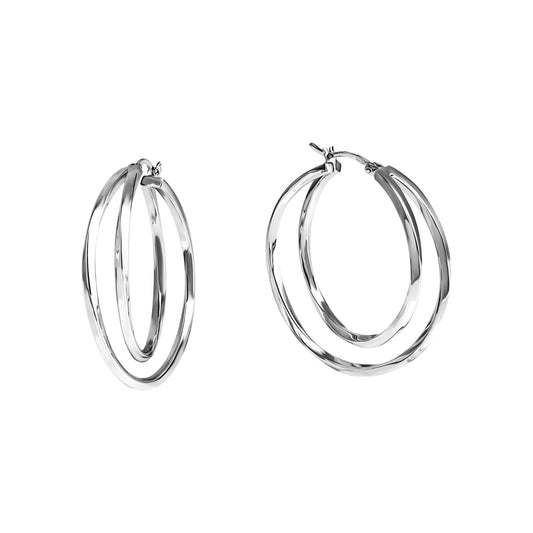 Creolen aus 925/- Sterling Silber rhodiniert 2.reihig