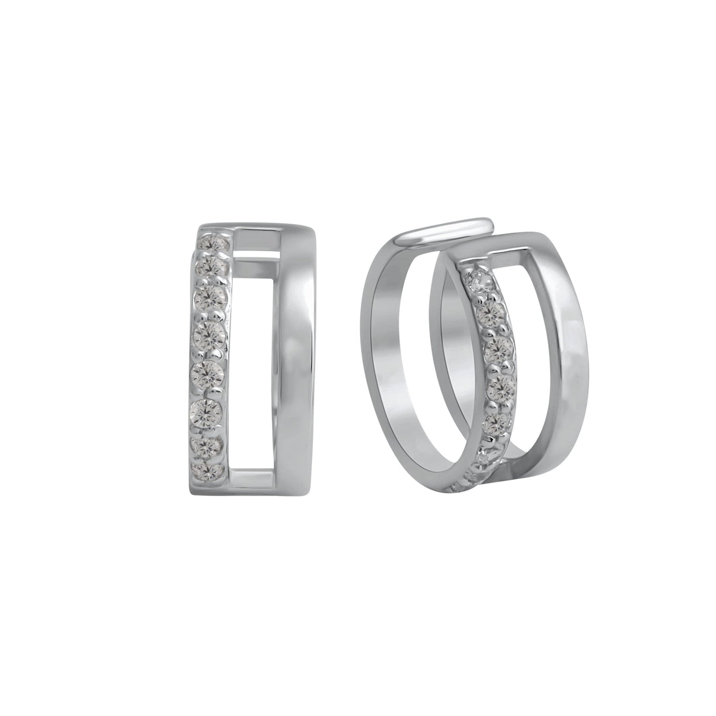 Ohrklemme 925/- Sterling Silber rhodiniert 1,0cm Zirkonia