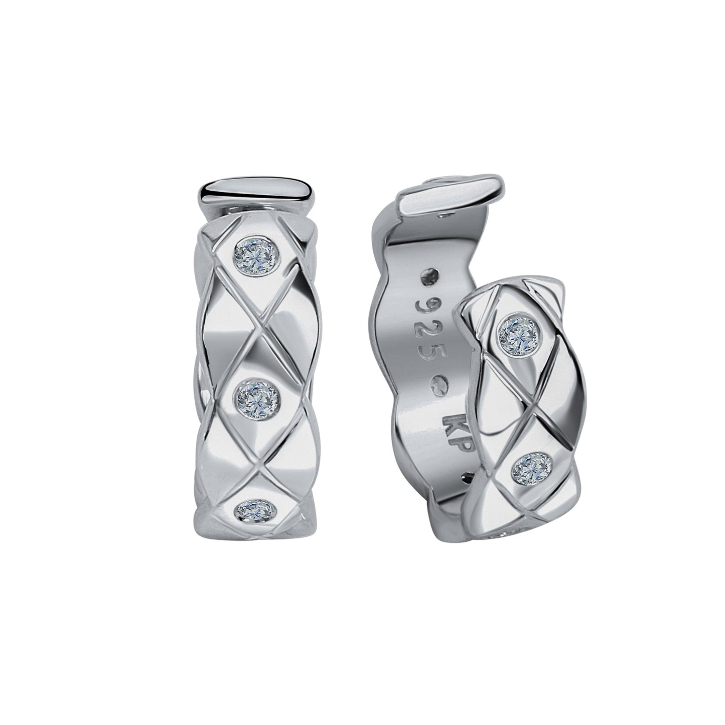 Ohrklemme 925/- Sterling Silber rhodiniert 1,0cm Zirkonia