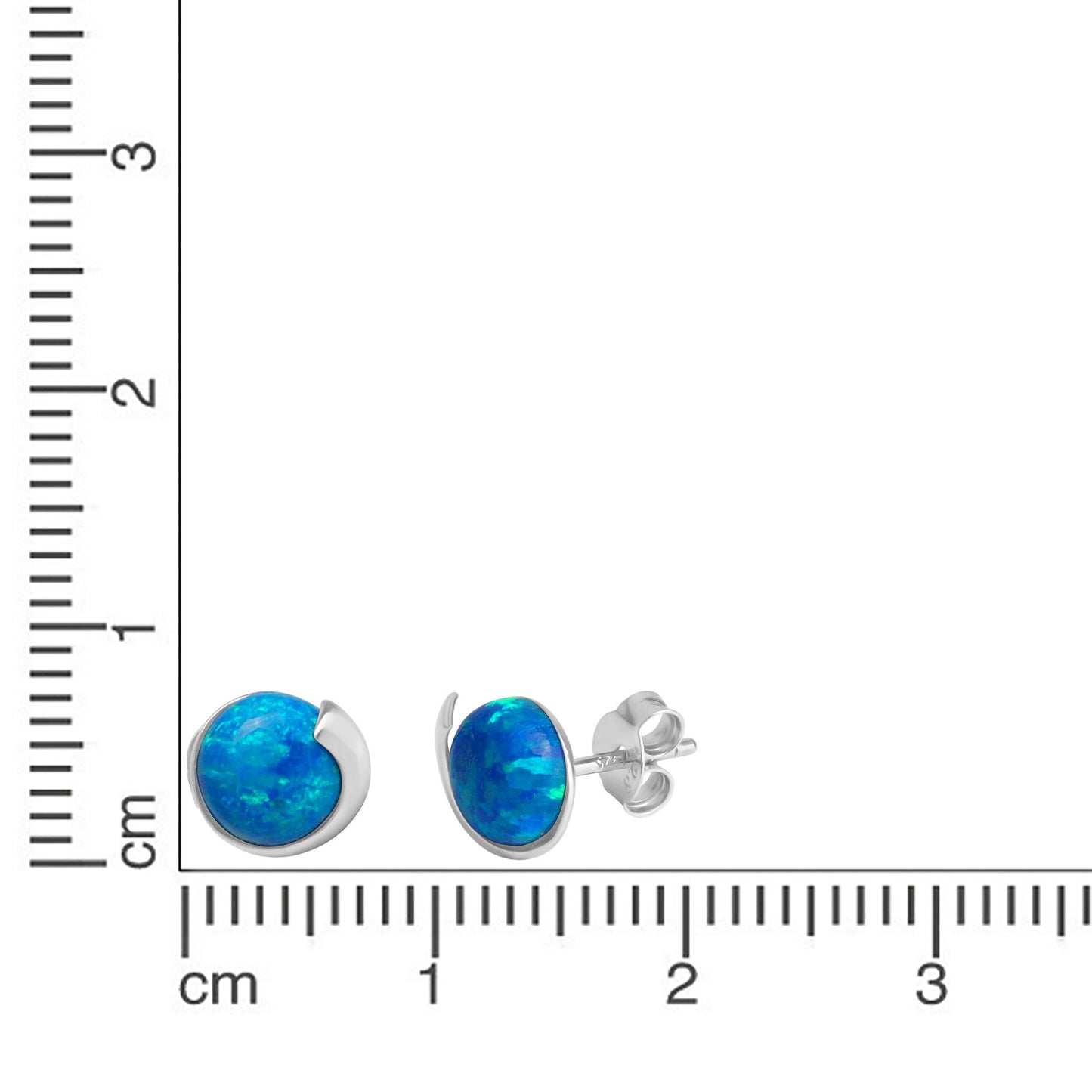 Ohrstecker 925/- Sterling Silber rhodiniert 0,8cm imit.Opal