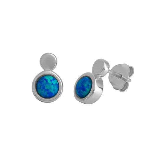 Ohrstecker aus 925/- Sterling Silber rhodiniert mit imit. Opal blau