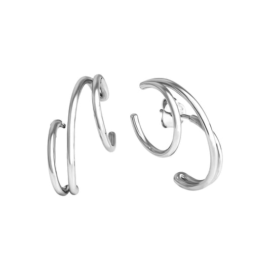 Ohrstecker aus 925/- Sterling Silber rhodiniert 3-reihig