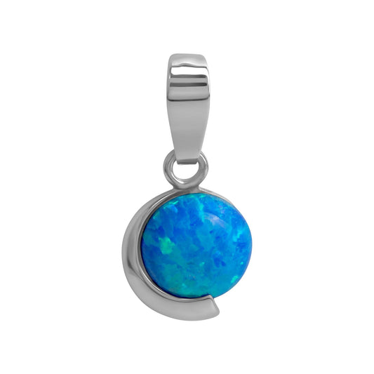 Anhänger aus 925/- Sterling Silber rhodiniert mit imit. Opal blau