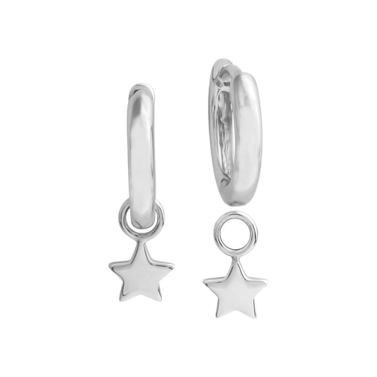 Schmuck Klappcreolen Ohrringe Damen 925er Sterling Silber rhodiniert mit Sterneinhänger 1,1cm, 1 Paar günstig kaufen