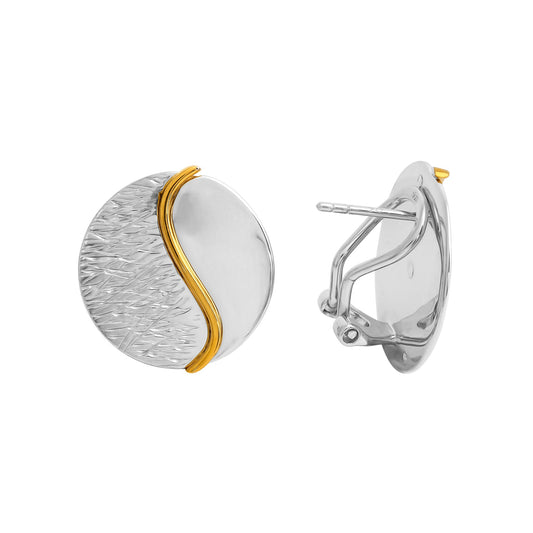 Ohrstecker aus 925/- Sterling Silber rhodiniert teils vergoldet Oberfläche glanz/strukturiert