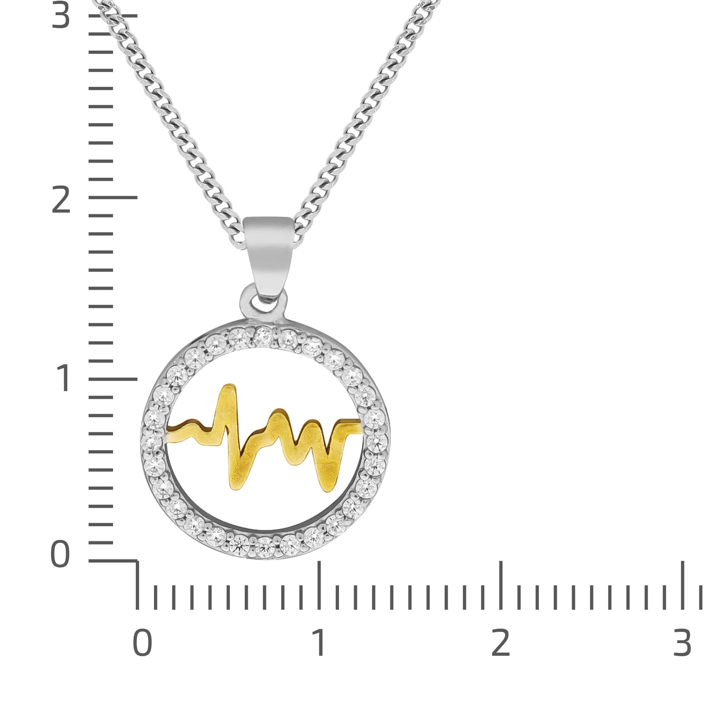 Anhänger mit Kette Panzerkette 925/- Sterling Silber rhodiniert 45cm Zirkonia
