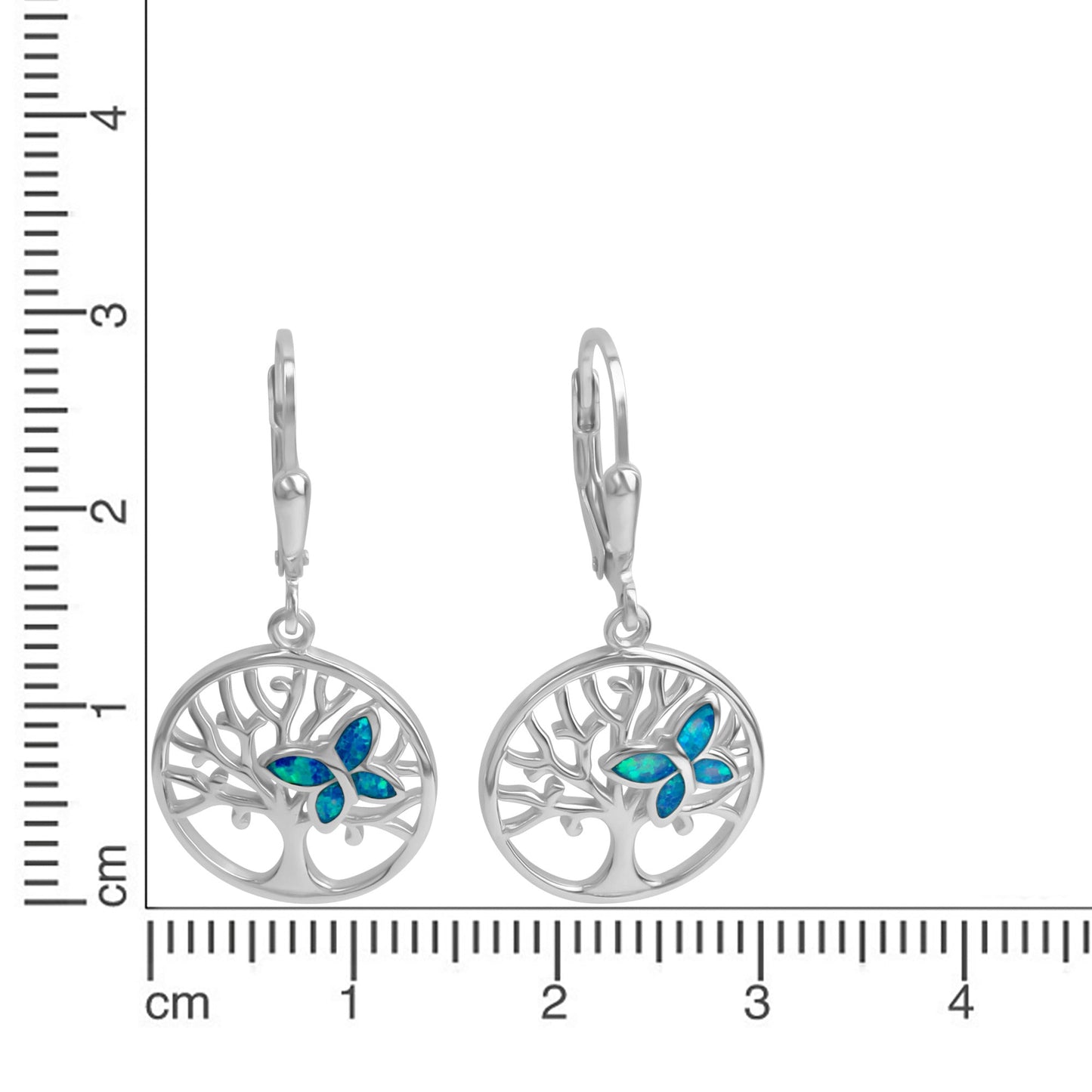 Ohrhänger 925/- Sterling Silber rhodiniert 3,3cm synth. Opal
