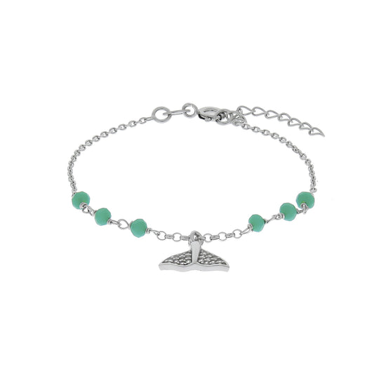 Fußkette Ankerkette 925/- Sterling Silber rhodiniert 26,0cm Glasstein