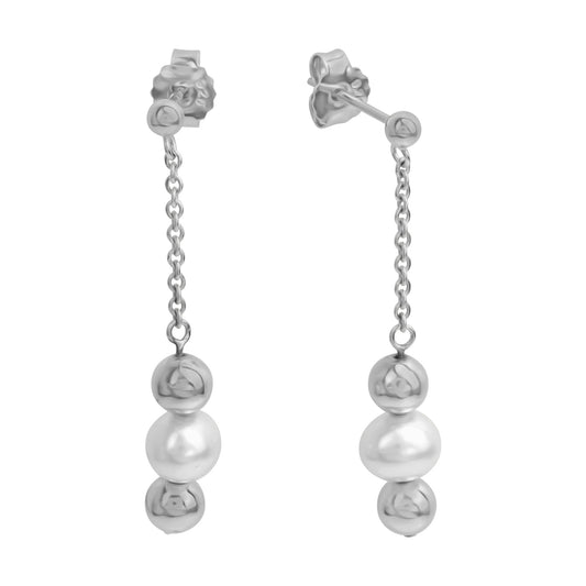 Ohrstecker aus 925/- Sterling Silber rhodiniert mit 2 Süßwasserzuchtperlen 6-6,5mm