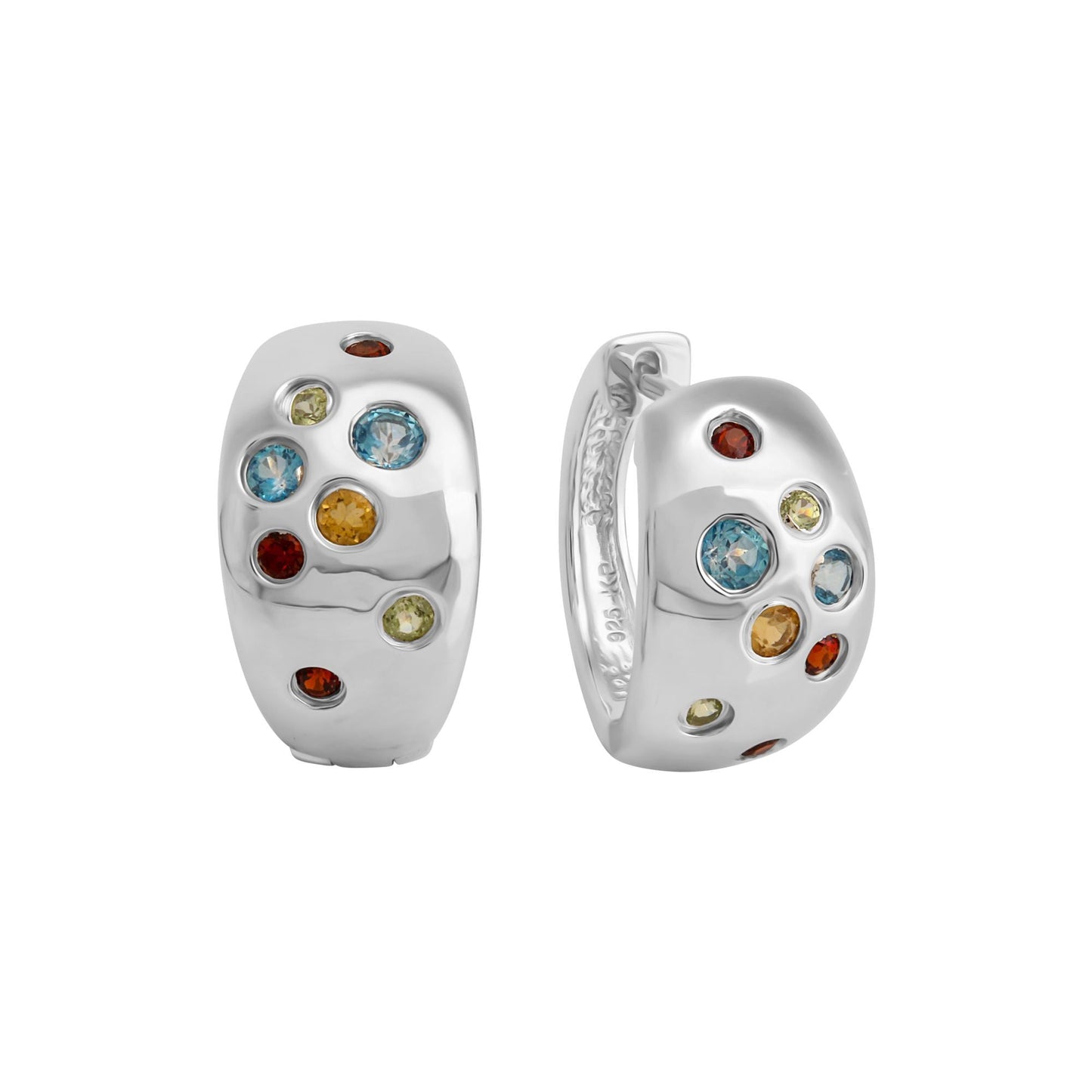 Creolen 925/- Sterling Silber rhodiniert 1,6cm Blautopas beh.