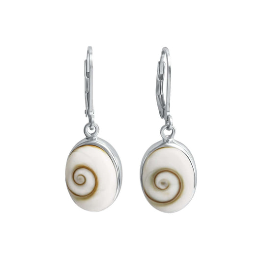 Schmuck Ohrhänger Ohrringe 925er Sterling Silber rhodiniert mit Muschel weiß 3,1cm, 1 Paar günstig kaufen