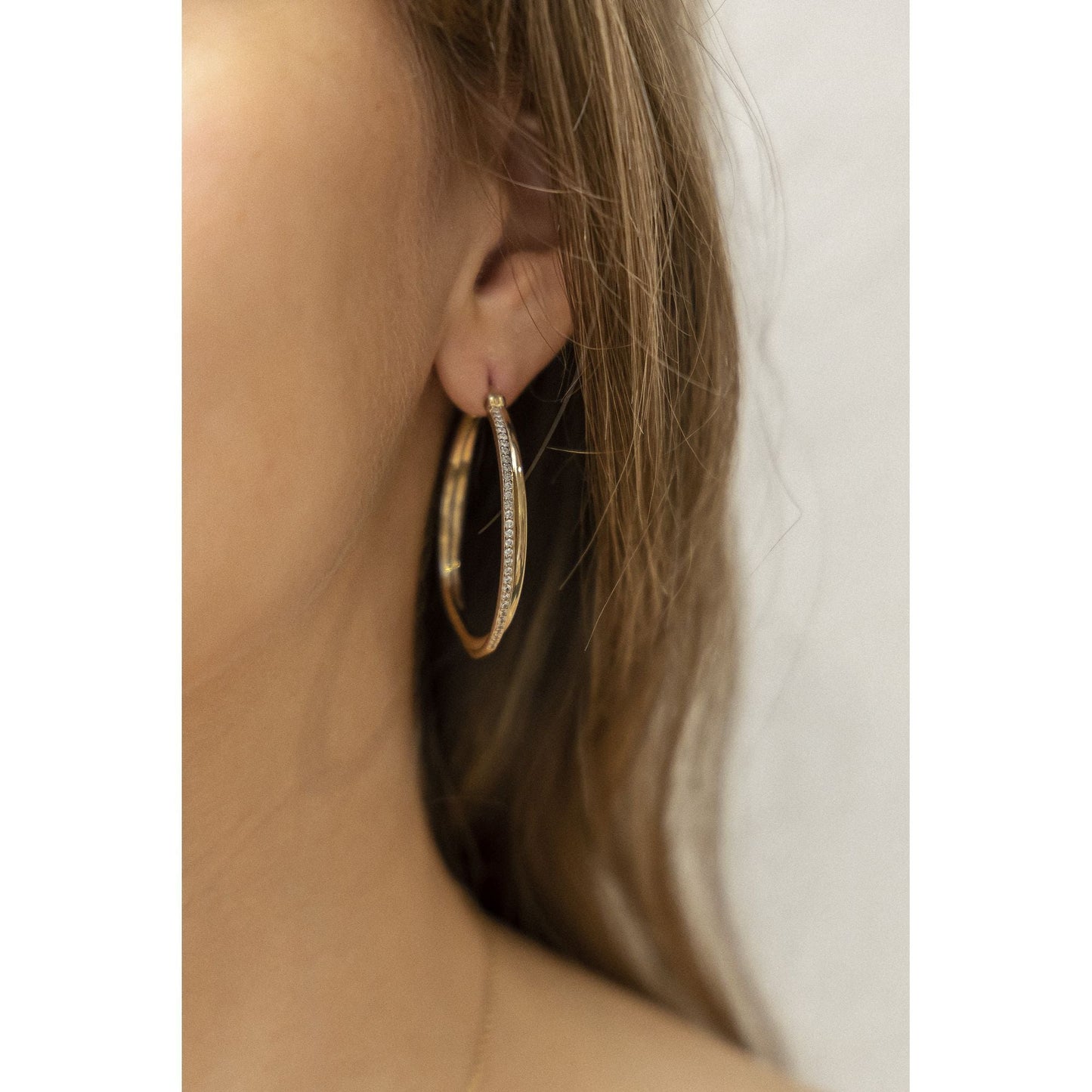 Ohrringe 925/- Sterling Silber vergoldet (teil) 3,9cm Zirkonia