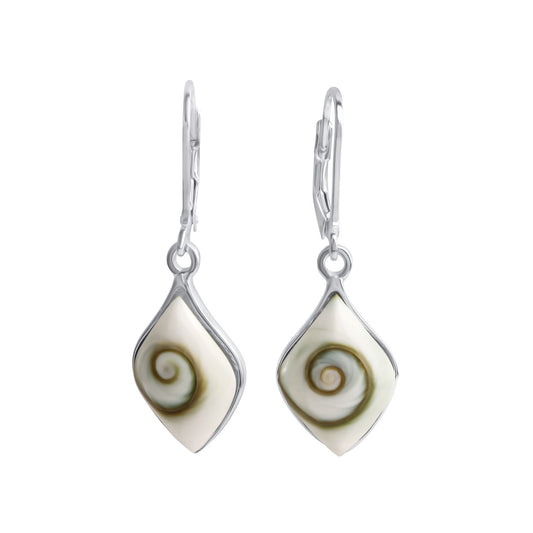 Ohrhänger aus 925/- Sterling Silber mit Muschel weiß