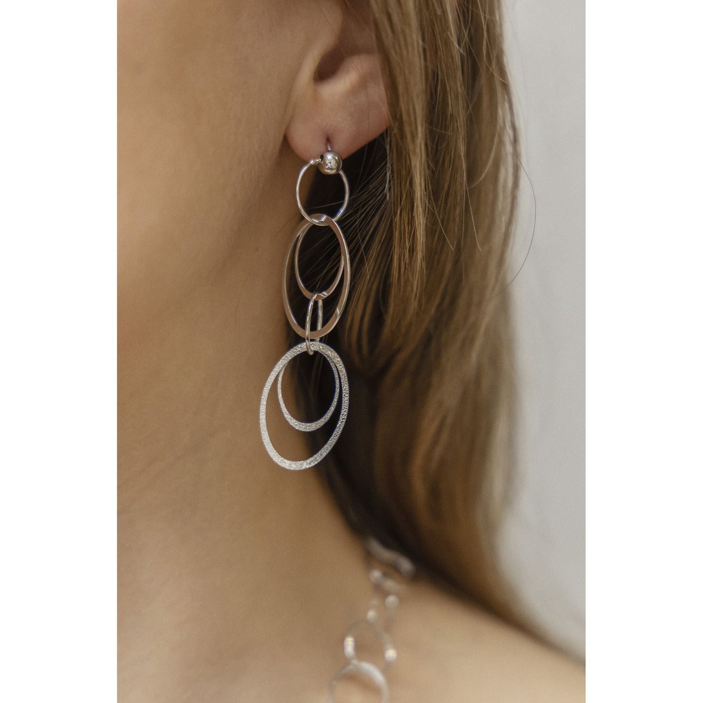 Ohrringe 925/- Sterling Silber rhodiniert 6,0cm ohne
