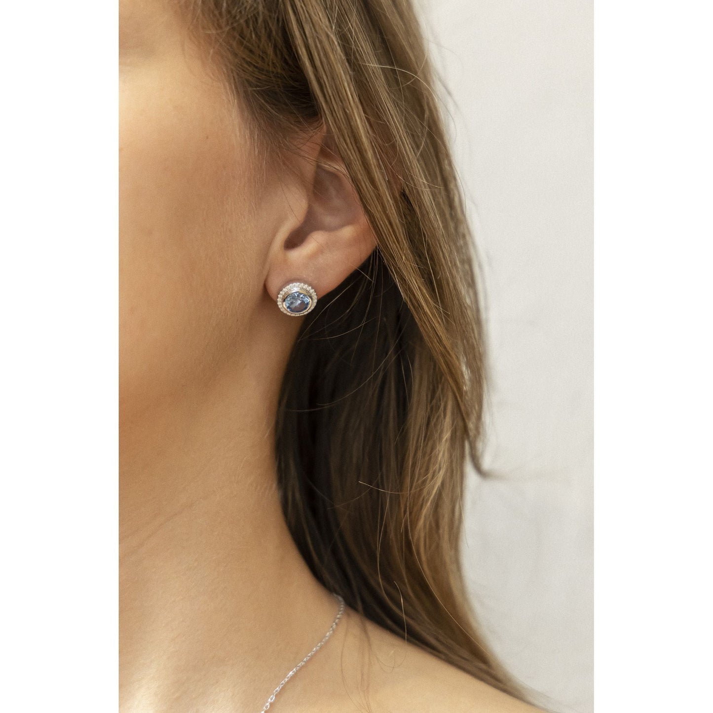 Ohrring 925/- Sterling Silber rhodiniert 1,1 sy. Blautopas